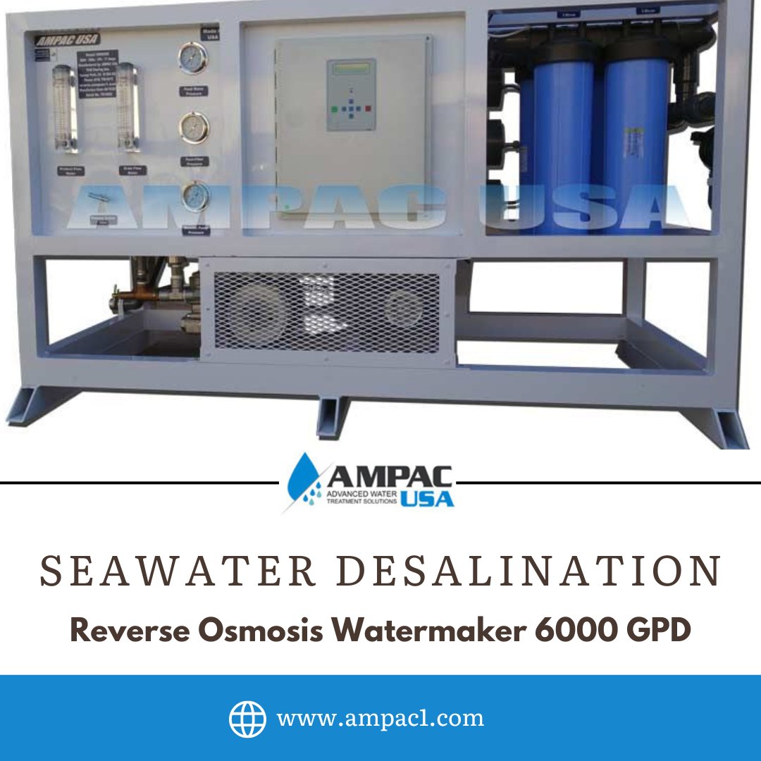 ampacusa's tweet image. Explore remote seas without worrying about water shortages! AMPAC USA’s 6000 GPD Watermaker ensures you always have access to fresh water. 
For more information, please visit us at : bit.ly/3zxrU12
#DesalinationTech #MarineLife #WaterMaker #Ampacusa