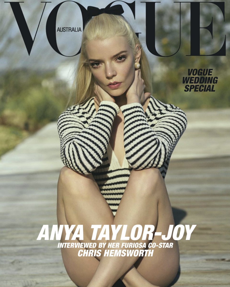 Dior's tweet photo. Breezy chic.
Dior Ambassador @AnyaTaylorJoy exudes sun-drenched radiance for @VogueAustralia, wrapped in the artful stripes of Maria Grazia Chiuri's knitted design—a harmony of warmth and elegance, woven for the season.
#StarsinDior https://t.co/nkRZUYaoKz
