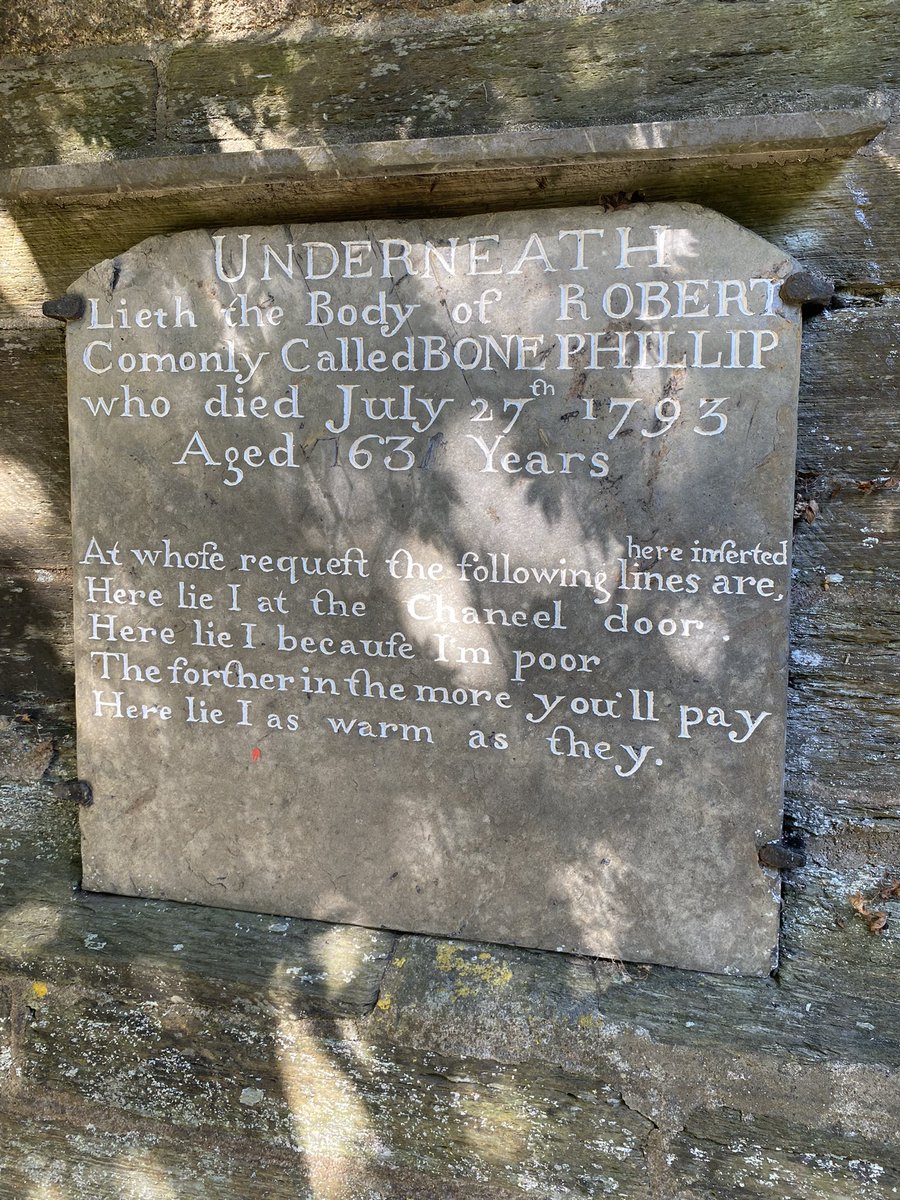 A candidate for the prize of Britain’s sassiest tombstone, which I stumbled across in Kingsbridge, Devon yesterday. 

I love that through use of sarcasm, Bone Phillip has secured a lasting notoriety &amp; memorial, whilst the boring rich folk buried further in have been forgotten…