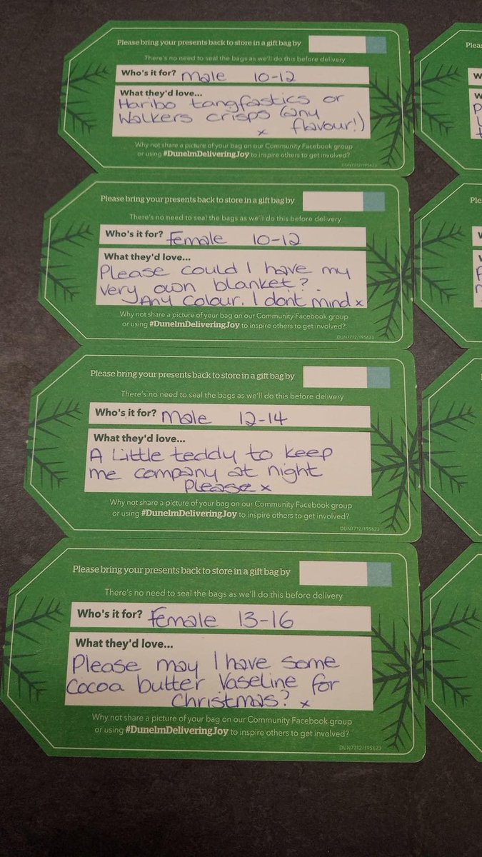 danielsjourney1's tweet image. Plz plz RT
I know it’s September but this is so so so important.

This is just heartbreaking 💔

Go into your local #dunelm store,  they have a tree with gift tags on. You pick a gift tag take it, then return the present with the tag attached back to that store at beginning of…