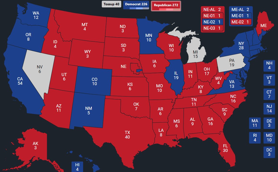 EricLDaugh's tweet image. 🚨 Over the past 24 hours, polls have come out showing Trump winning PENNSYLVANIA, NORTH CAROLINA &amp;amp; GEORGIA.

Polls have also come out showing Trump winning WISCONSIN &amp;amp; ARIZONA.

Trump is getting good polls EXACTLY where he needs it - his easiest two victory paths.