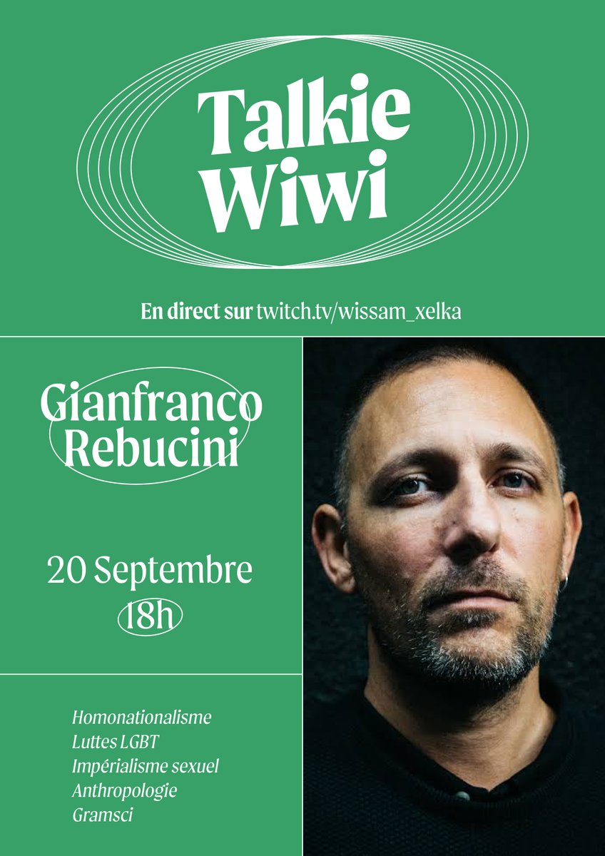 WXelka's tweet photo. Demain, Talkie-Wiwi #1 avec Gianfranco Rebucini, à 18h sur ma chaine twitch. On va parler luttes LGBT, homonationalisme, impérialisme sexuel, anthropologie, Gramsci, et d'autres trucs ! 

Insha'Allah https://t.co/8eIskT6wFQ