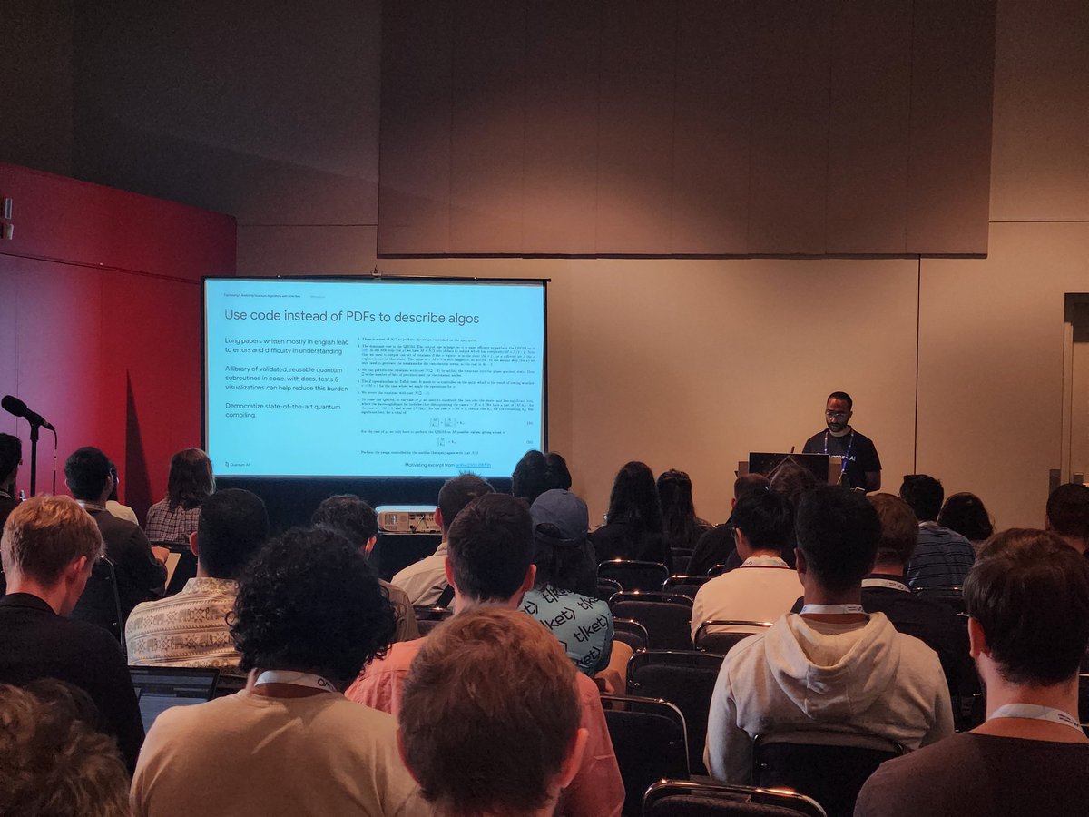 3rdquantization's tweet photo. @IEEEQuantumWeek @AliJavadiAbhari Tanuj Khattar now discussing Qualtran and software for quantum resource estimation https://t.co/WPSDUUnvVC