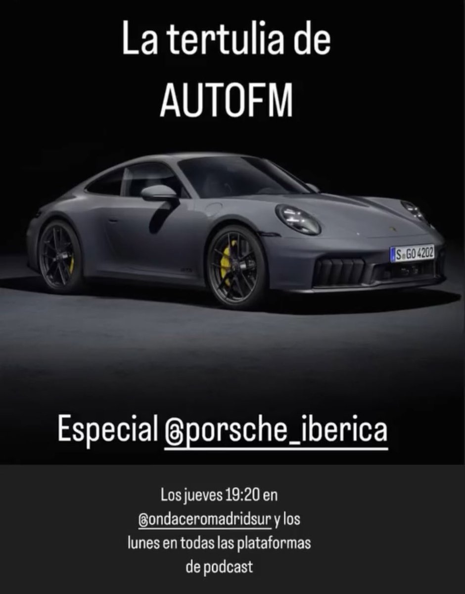 AutoFM (@autofmradio) on Twitter photo Hoy a las 19:20 en <a href="/OndaCeroMadSur/">Onda Cero Madrid Sur</a> la Tertulia de AUTOFM Especial <a href="/Porsche_Iberica/">Porsche Ibérica</a> !!! Los lunes en tu plataforma favorita de podcast!! Hoy a las 19:20 en <a href="/OndaCeroMadSur/">Onda Cero Madrid Sur</a> la Tertulia de AUTOFM Especial <a href="/Porsche_Iberica/">Porsche Ibérica</a> !!! Los lunes en tu plataforma favorita de podcast!!