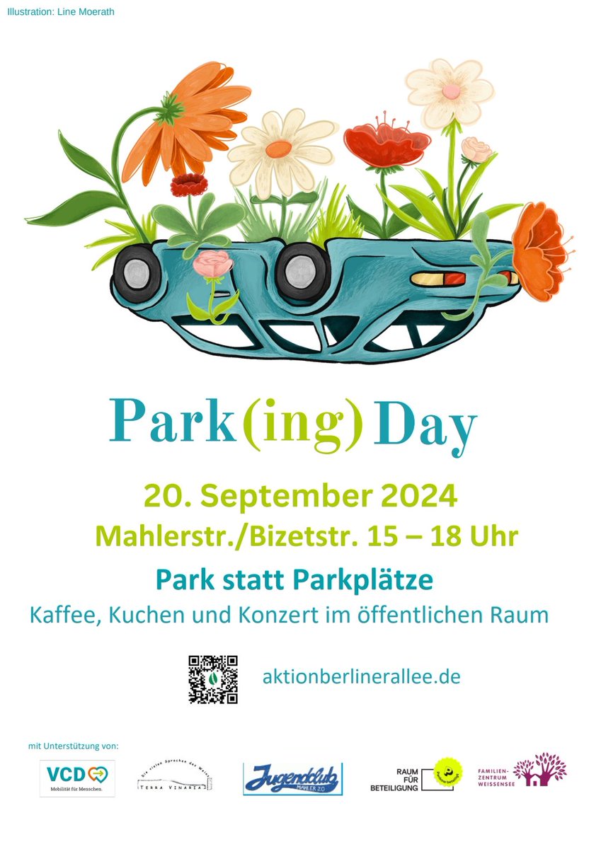 Die Vorbereitungen für den Parking day laufen auf Hochtouren: die Tischdeko steht, der Kuchen ist gebacken, der Wein gekühlt- fehlt eigentlich nur noch ihr! Morgen, 20.9., 15 -18h Bizetstr/Mahlerstr. in White Lake City!