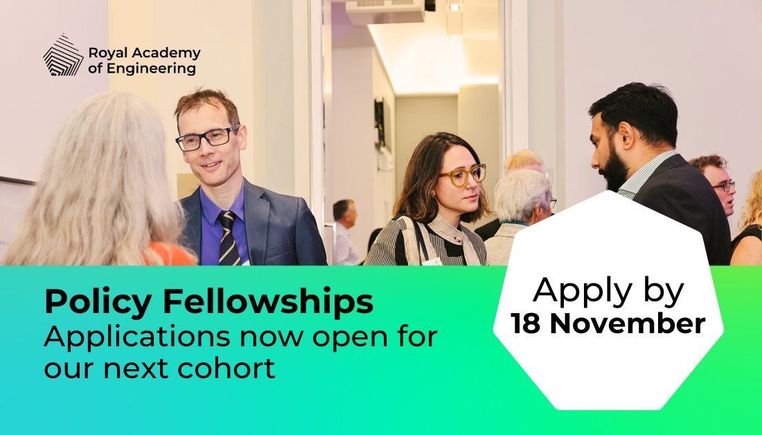 “I got so much from my Policy Fellowship… it really helped me solve a particular knotty policy challenge”.  Our #PolicyFellowships offer a fresh perspective, using engineering and systems thinking to tackle complex problems and design resilient solutions. Find out more and apply
