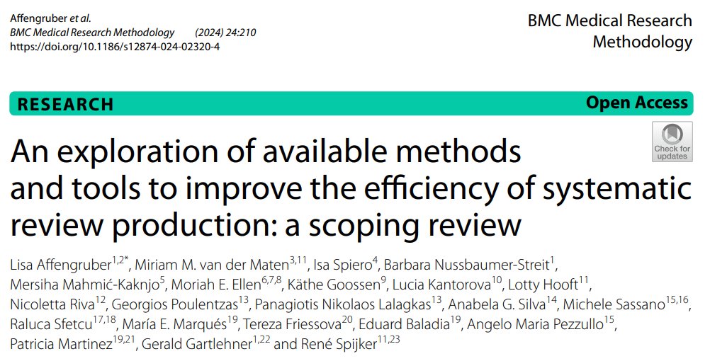 Israel Implementation Science & Policy Engagement (@is_pec) on Twitter photo New research co-authored by Prof <a href="/MoriahEllen/">Moriah Ellen</a> of <a href="/is_pec/">Israel Implementation Science & Policy Engagement</a> to make #systematicreviews more efficient.
Strategies: automation, dual monitors, and crowdsourcing to ensure #evidencebasedhealthcare
<a href="/BioMedCentral/">BMC</a> #CochraneAustria #CochraneNetherlands
Read more👉bit.ly/3MXBywZ New research co-authored by Prof <a href="/MoriahEllen/">Moriah Ellen</a> of <a href="/is_pec/">Israel Implementation Science & Policy Engagement</a> to make #systematicreviews more efficient.
Strategies: automation, dual monitors, and crowdsourcing to ensure #evidencebasedhealthcare
<a href="/BioMedCentral/">BMC</a> #CochraneAustria #CochraneNetherlands
Read more👉bit.ly/3MXBywZ