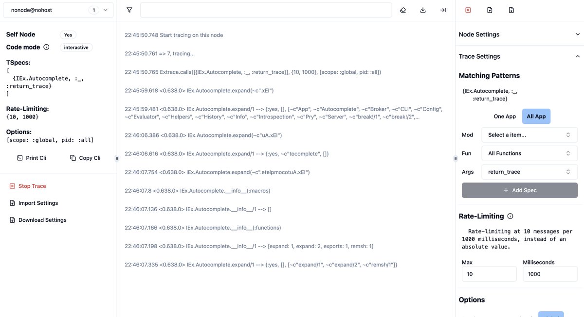 kevin52069370's tweet image. I just 🚀push a preview commit to the repo: github.com/feng19/x_trace
the main work was refactor the frontend by use live_svelte/shadcn.
Welcome to have a try, and let me know if you got some problems, thanks.
#myelixirstatus #ElixirCommunity #ElixirLang