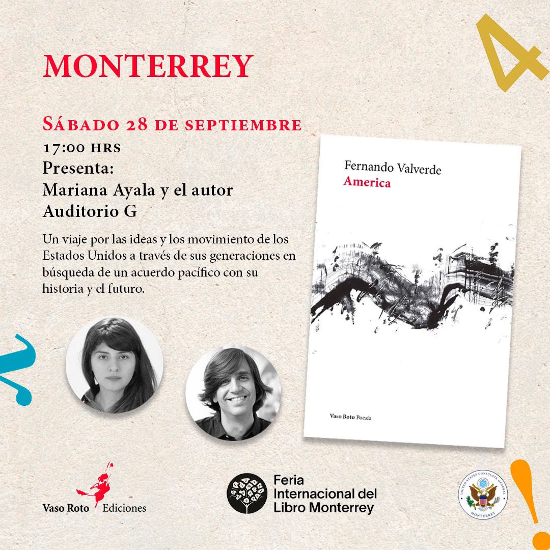 Fernando Valverde (@valverdefernan) on Twitter photo 🇲🇽Monterrey🇲🇽
El próximo 28 de septiembre estaré en la feria del libro presentando America, publicado por <a href="/Vaso_Roto/">Vaso Roto Ediciones</a> 🇲🇽Monterrey🇲🇽
El próximo 28 de septiembre estaré en la feria del libro presentando America, publicado por <a href="/Vaso_Roto/">Vaso Roto Ediciones</a>