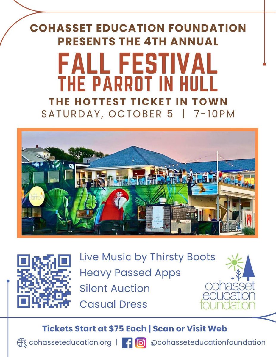 Join us at fourth annual Fall Festival Fundraiser at The Parrot in Hull on Saturday, October 5th! 🦜 Anyone who purchases a ticket this week will be automatically entered to win a CEF Yeti 20 oz. coffee mug!

🎫 link: one.bidpal.net/parrot