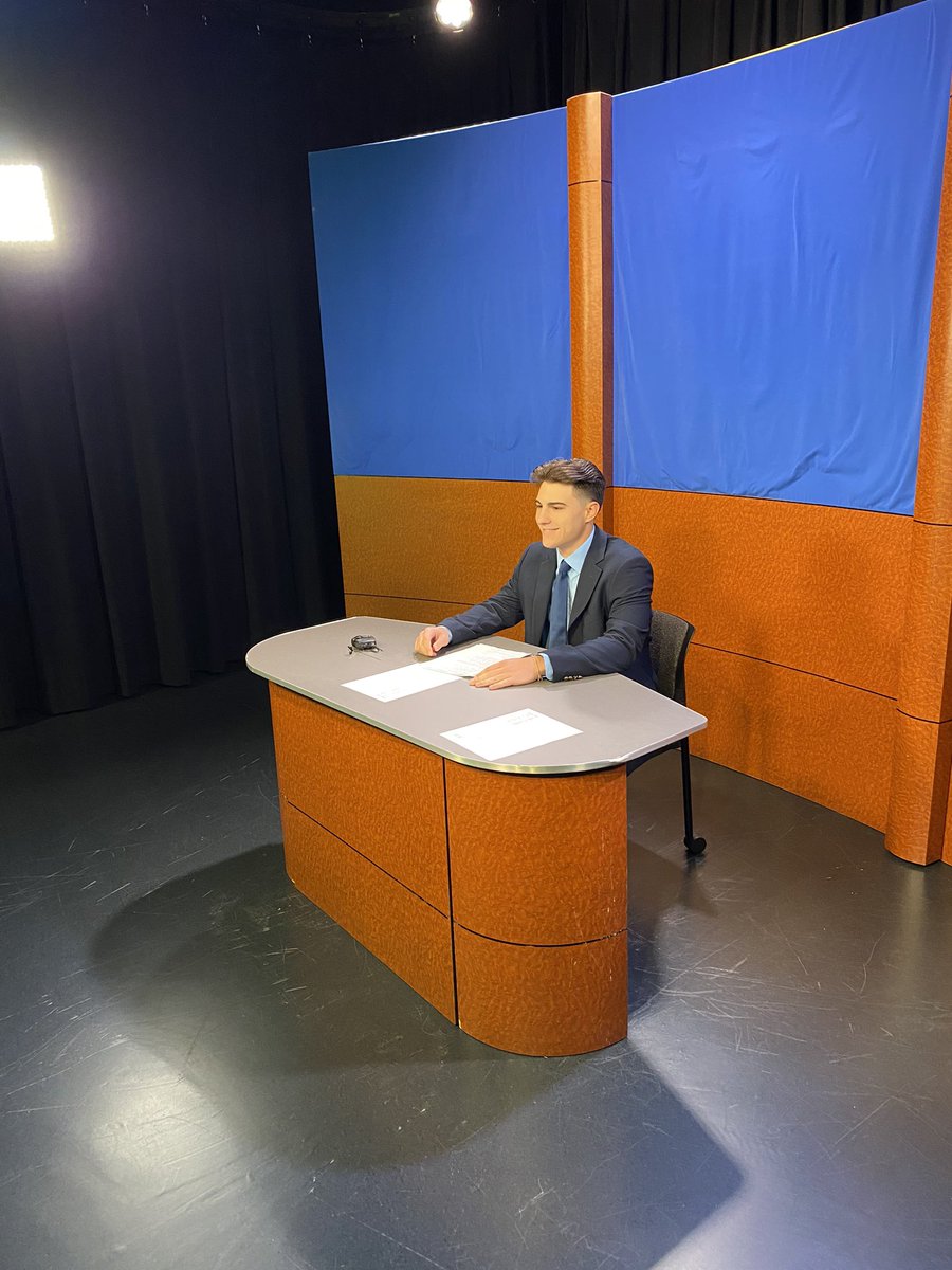 KyleZarnoch's tweet photo. First CCSU Newscast of JRN 440! 
Excited to be lead anchor alongside @NBlair_ https://t.co/fXWob3s9Ic