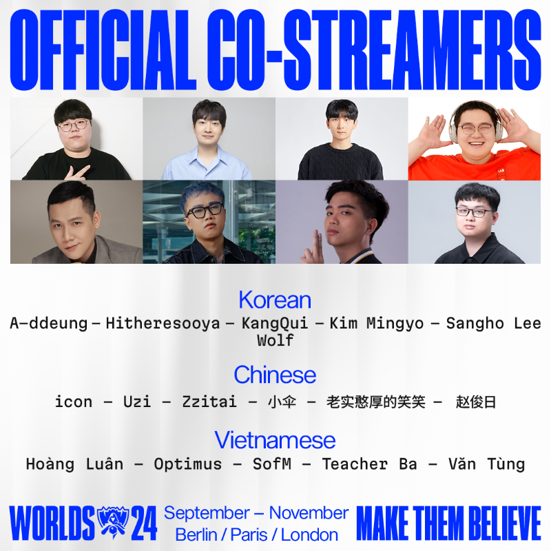 lolesports's tweet photo. Your Virtual Co-Streamers for #Worlds2024!