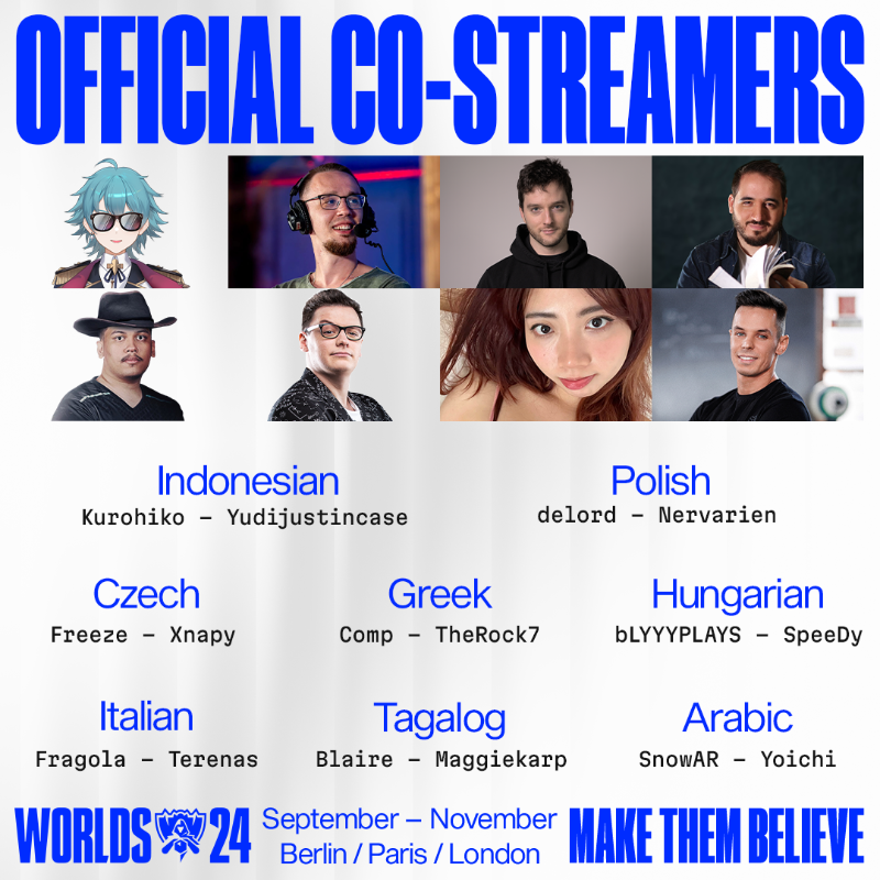 lolesports's tweet photo. Your Virtual Co-Streamers for #Worlds2024!