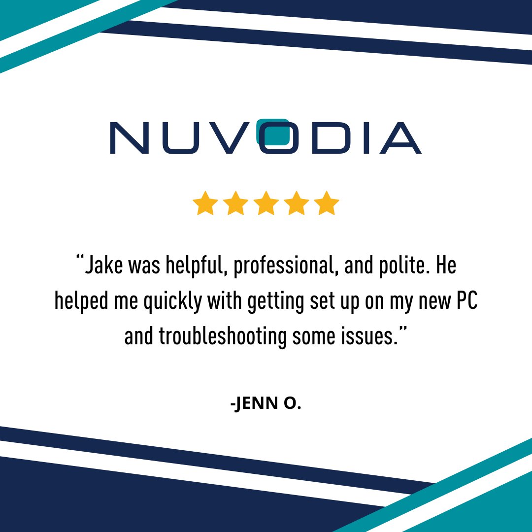 Nuvodia's tweet photo. Jake has been an amazing addition to our help desk team! We've been getting fantastic feedback for his assistance to our clients. Keep up the awesome work!

#customerreview #testimonial https://t.co/dtfh4v2REY