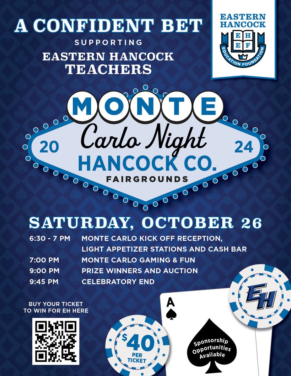 We hope you will join us for this fun evening to support our school and teachers. Registration is open for our first ever Monte Carlo Night.