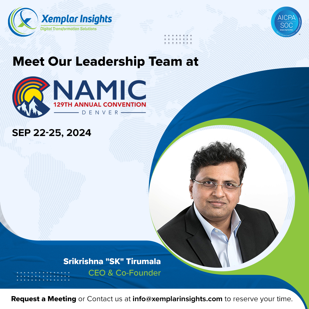 XemplarInsights's tweet photo. We’re excited to attend the 2024 NAMIC Annual Convention in Denver, Sept 22-25! Meet our CEO and discover how Xemplar is driving world-class digital transformation solutions for insurance. See you there! https://t.co/FHl2O440Gs