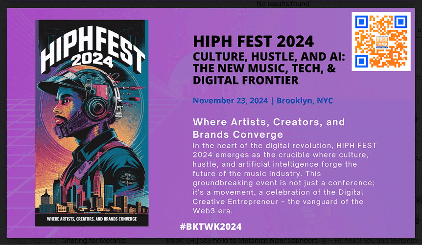 PumaaGoshi's tweet photo. 🎉 The future of music meets AI at #HIPHFEST2024! Where #Creators #Artist &amp; #Brands thrive! Join us Nov 20-23 for an epic collision of beats &amp; bytes. Early bird tickets on sale now! 🎟️ [TICKET LINK - https://t.co/6yuw7E1wpv] #AIMusic #BrooklynTechWeek #HIPHFest #BKTWK2024 https://t.co/sEPWBDW6tS