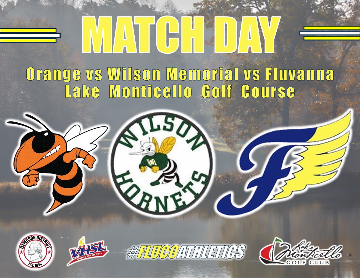 FlucoGolf's tweet photo. FLUCO GOLF MATCH DAY!!!

Orange v Wilson Memorial v Fluvanna

Lake Monticello Golf Course

4:30 Shotgun Start

GO FLUCOS!!! https://t.co/QCRhfvVspW