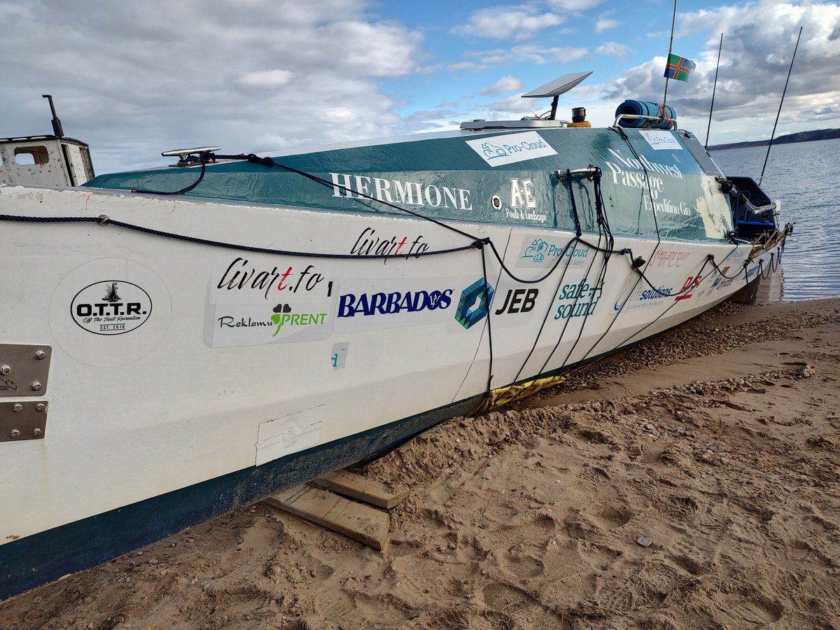 Beached in Paulatuk. Trying to determine repair options... or. Thanks to <a href="/OTTR_Inc/">OTTR Inc</a> for their continued support.