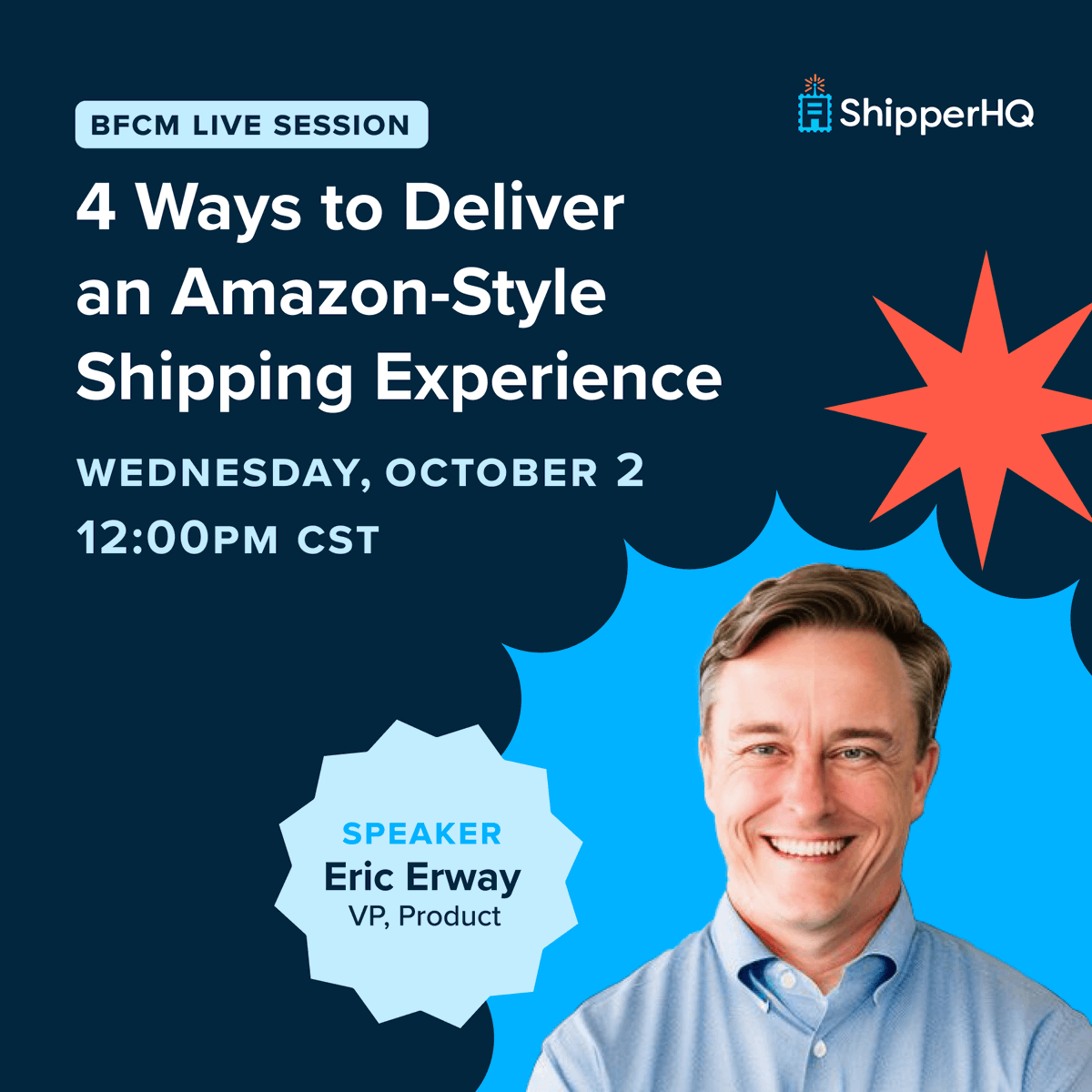 ShipperHQ's tweet image. #BFCM is almost here. Is your #shippingstrategy ready?
Join us on October 2nd for a live session by @ericerway to learn how you can turn browsers into buyers. Transform your #shipping into a competitive advantage.
🔗Register today: hubs.li/Q02QsmBB0
#Webinar #eCommerce