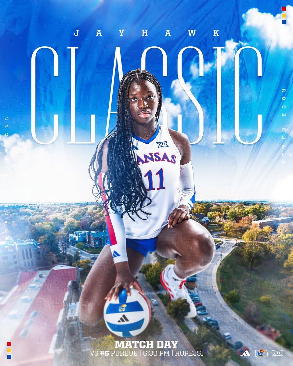 Big match tonight 🔒

The No. 🔟 Jayhawks will host No. 6️⃣ Purdue tonight to kick off the Jayhawk Classic 

⏰ 6:30 p.m.
📊 bit.ly/4geOPyE
🏟️ Horejsi 
📺 ESPN+ 

#RockChalk