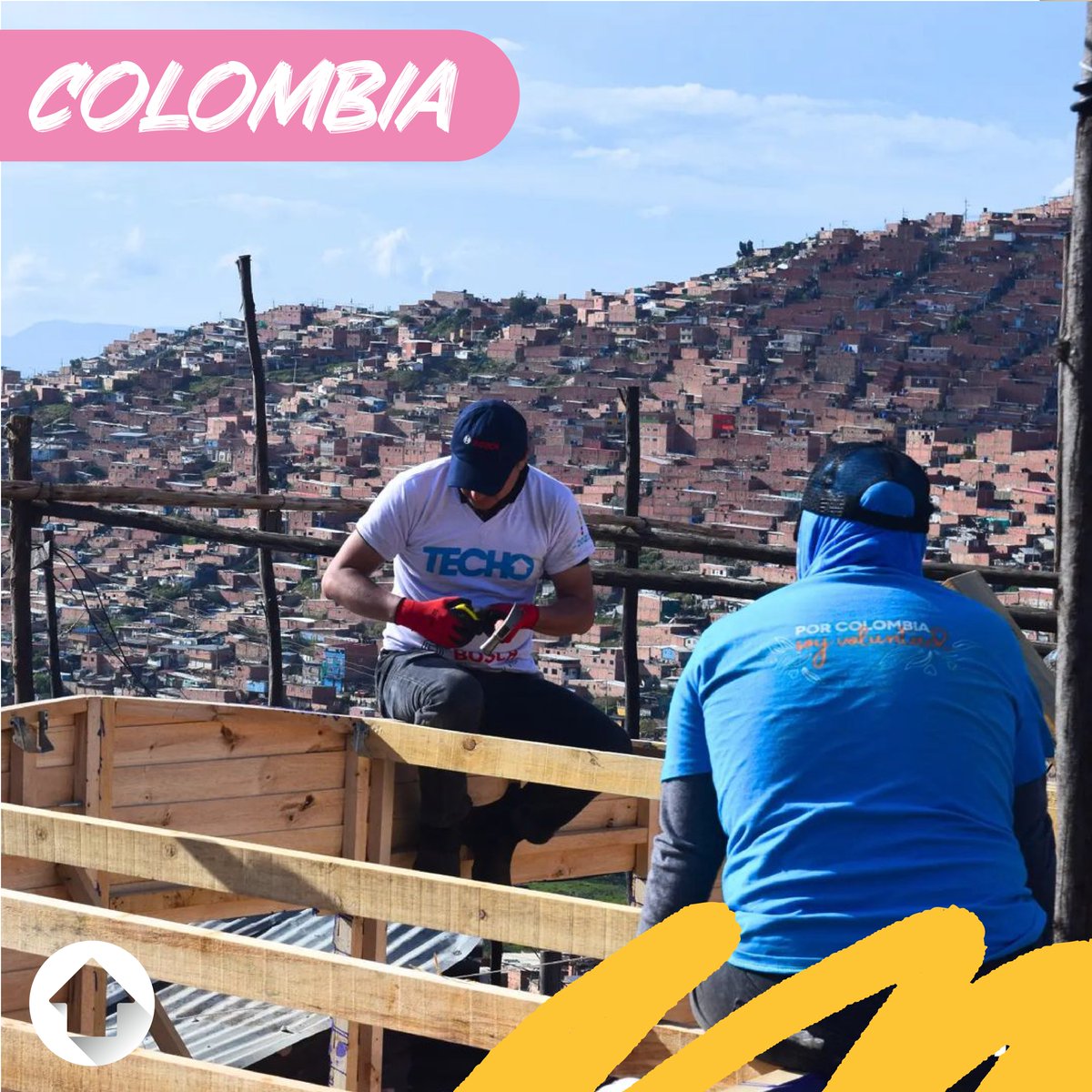 Techo's tweet photo. #TBTECHO a septiembre del 2023, recordando la bella construcción en la comunidad Brisas de la Esperanza, Soacha junto al equipo de @techo_col! https://t.co/719g6oAJPO