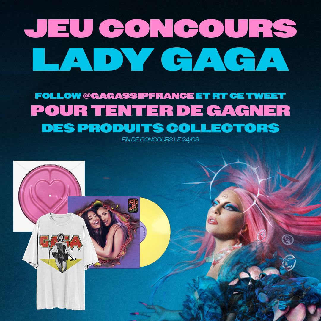 GagassipFrance's tweet image. [CONCOURS] En collaboration avec @polydorfr, nous vous proposons de tenter de gagner des produits collectors @ladygaga 

Pour participer: 
👉🏼 Suivez @GagassipFrance 
👉🏼 RT ce tweet 

Valable uniquement pour la France.

Fin du concours le 24/09.