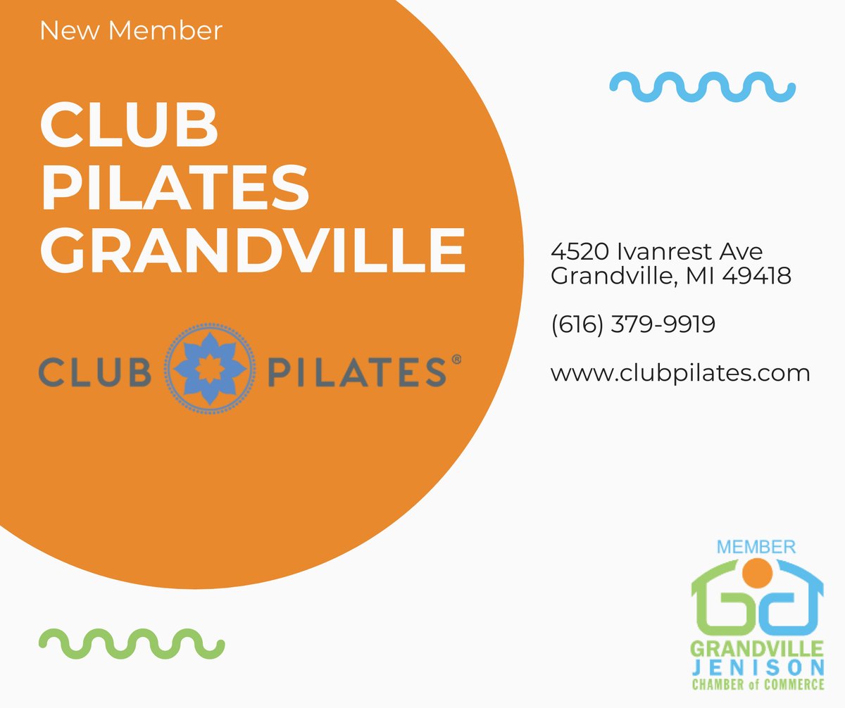Welcome new member Club Pilates Grandville!
Come visit their new Grandville location at 4520 Ivanrest Ave.
For more information, or to book a free intro, visit their website at: clubpilates.com/location/grand…
or call them at (616) 379-9919