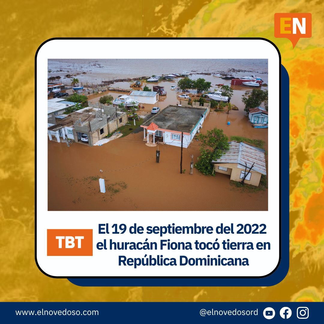 elnovedosord's tweet image. El 19 de septiembre del 2022 el huracán Fiona tocó tierra en República Dominicana
#huracanfiona #elnovedosord