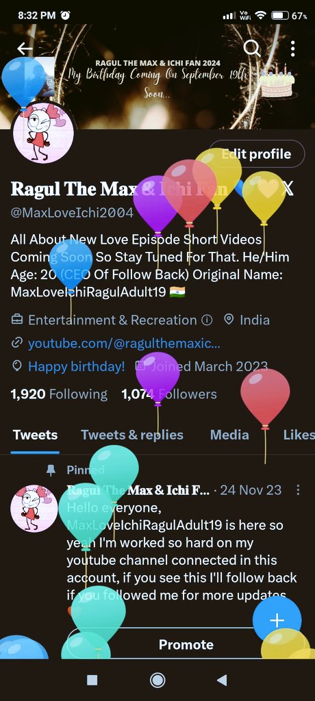 Birthday in my channel become balloon on X (Twitter)
