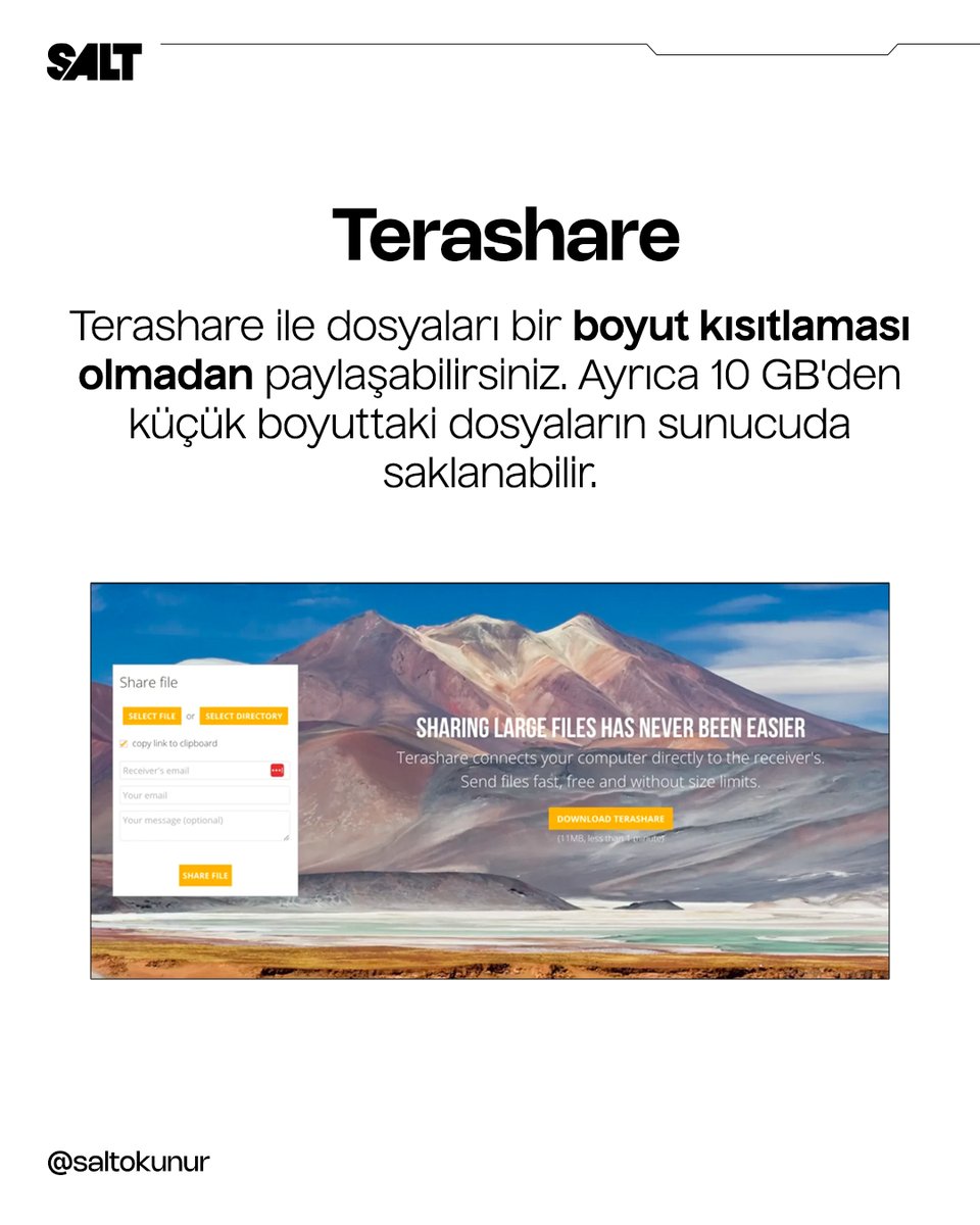saltokunurgzt's tweet photo. WeTransfer alternatifi dosya paylaşım araçları📂
#WeTransfer #Upload #Download #Cloud #BulutSistemi #DosyaAktarımı #Drive #Yükleme #Uygulama #Website #Alternatif #Smash #Terashare #SendGB #SendAnywhere #Transfer #Saltokunur https://t.co/QPACWExIJ6