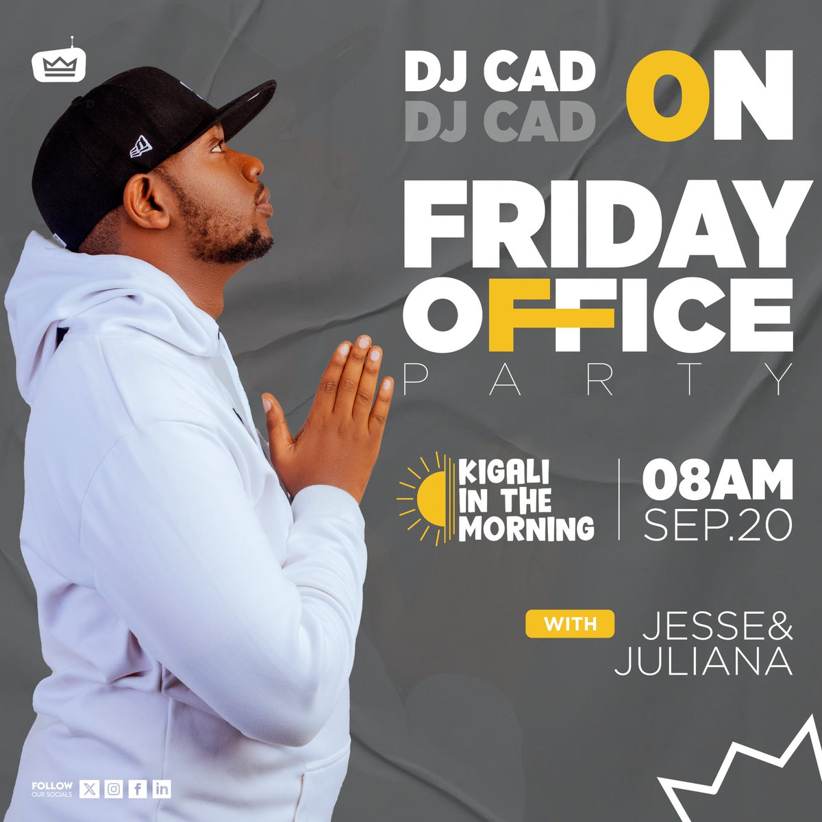 RoyalFMRwanda's tweet image. Get ready for an electrifying #FridayOfficeParty tomorrow with the smooth sounds of Ray G and beats from DJ Cad! It’s a vibe you don’t want to miss!