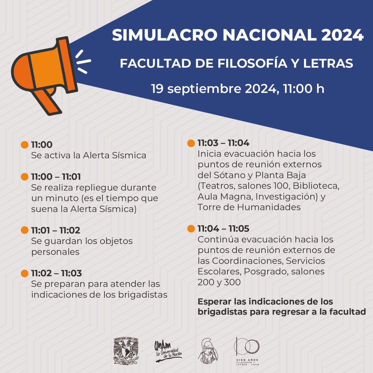¡ATENCIÓN! Simulacro Nacional. El protocolo de <a href="/filos_unam/">Filosofía y Letras UNAM</a>  es útil estés donde estés