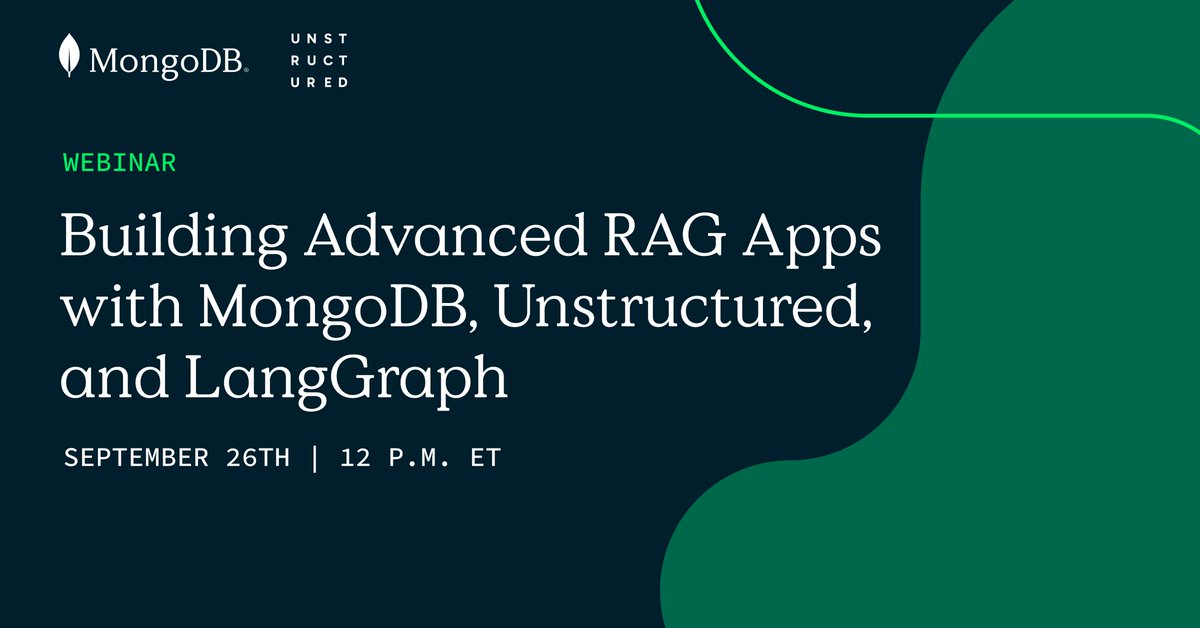 With 80% of corporate data being unstructured, having the right tools is key. 💡

Join Apoorva Joshi (<a href="/MongoDB/">MongoDB</a>) and Maria Khalusova (<a href="/UnstructuredIO/">Unstructured</a>) as they demo how to build a pipeline to chunk, embed, and extract metadata from raw documents. 👇
mongodb.social/6013ouN8h