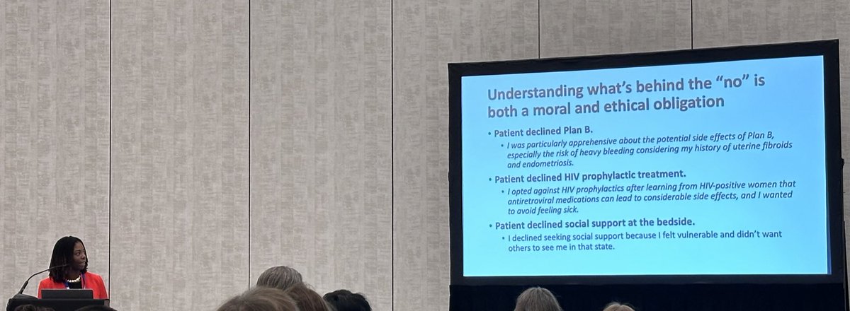 Moved and inspired by the powerful work of Dr <a href="/FaithEFletcher/">Faith Fletcher, PhD, MA</a> speaking about the intersectional experiences of Black sexual assault survivors in ERs and reasonings behind a “no” from a trauma-informed care lens ❤️‍🔥 <a href="/AmerSocBioHum/">ASBH</a> #ASBH24