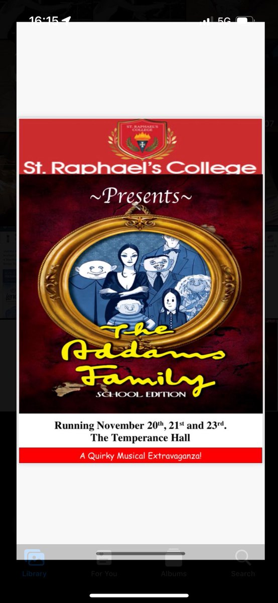 Saint Raphael’s College Proudly presents its 2024 Musical ‘_The Addams Family school musical’_. Running November 20th, 21st and 23rd in the Temperance Hall Loughrea Co.Galway. Tickets on sale soon.