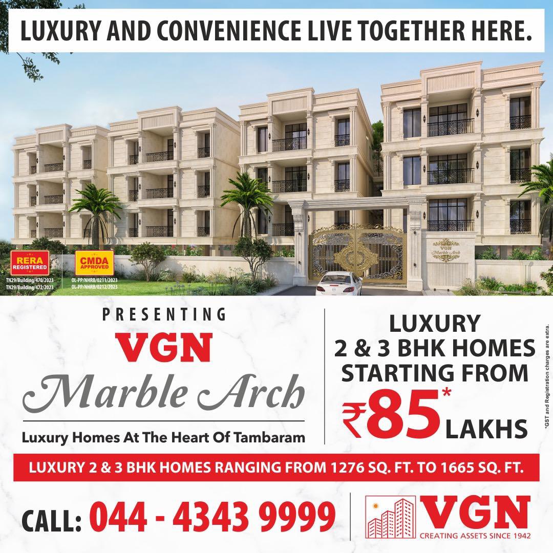 VGNProjects's tweet photo. Presenting VGN Marble Arch, Luxury Homes At The Heart of Tambaram

✅Discover the Elegance of *Greek-Roman* Inspired Living https://t.co/a77tRlE9qb