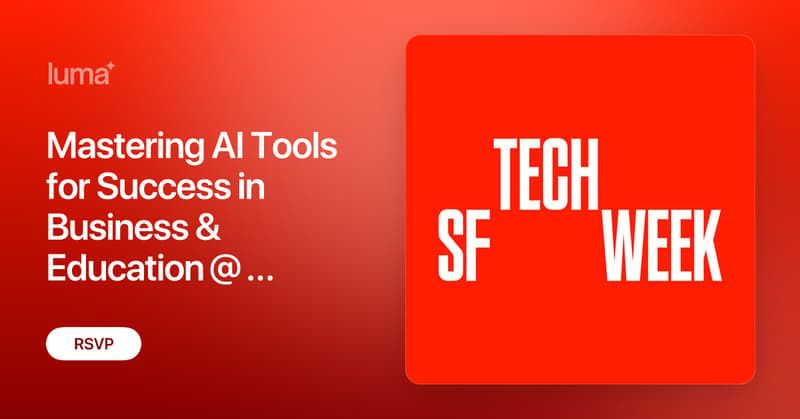 Ready to take your business to the next level? Join <a href="/xelatsads/">Alexander Tsado</a> &amp; <a href="/mlaws1224/">Maria Laws</a> for Ahura's "Mastering AI Tools for Success in Business &amp; Education" at #SFTechWeek! Learn how AI can boost productivity, fuel creativity, and set your career up for success. lu.ma/35uwygff