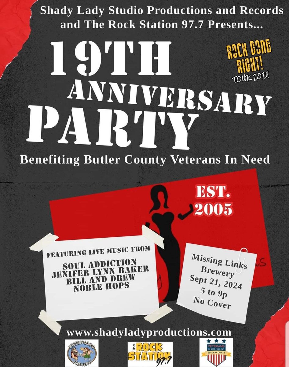 This Saturday. Come celebrate 19 years with us, benefitting Butler County Veterans In Need.