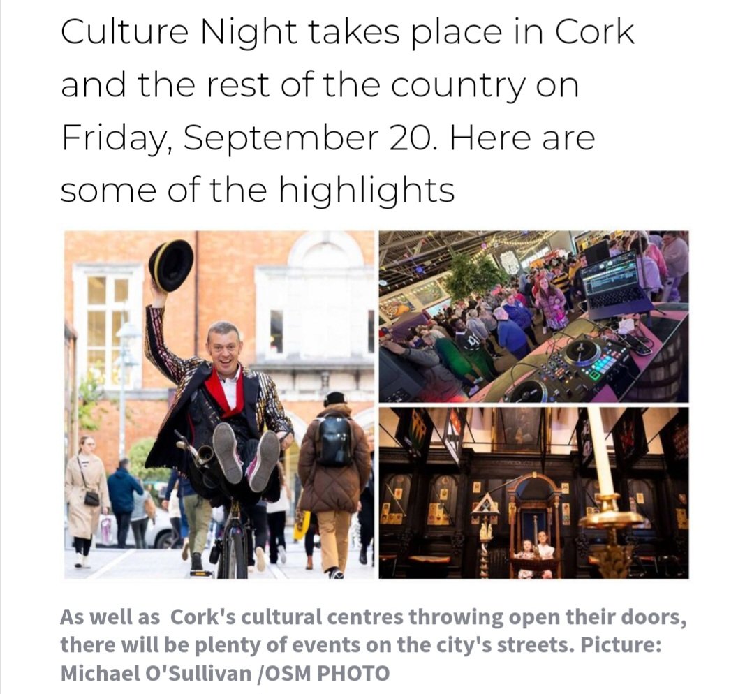 Thanks <a href="/irishexaminer/">Irish Examiner</a> <a href="/BrennanMarjorie/">Marjorie Brennan</a> for including us in the line-up of <a href="/CultureNight/">Culture Night</a> events taking place in Cork city and county tomorrow. See the link in our bio for #FreeTickets to our event and the full #Bantry Culture Night Trail irishexaminer.com/lifestyle/arts…