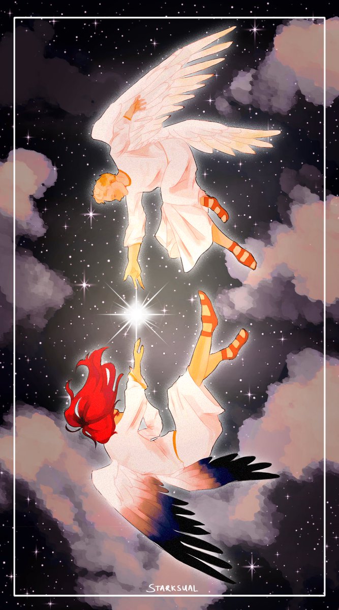 starksual's tweet photo. i’ll catch you, darling. #goodomens #goodomensfanart #aziracrow https://t.co/u4ZsRW7Brp