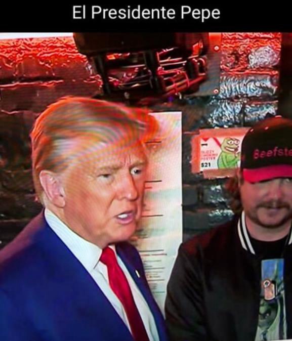Trump has become the first president to make a bitcoin transaction, what do you notice in the background?