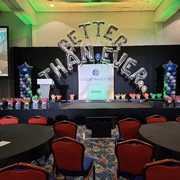 Thanks to Saladmaster for booking balloons with us once again for their event at <a href="/CBSArena/">Coventry Building Society Arena</a> 
We set up a balloon arch, 4 balloon columns with 3ft stars and balloons for the tables.