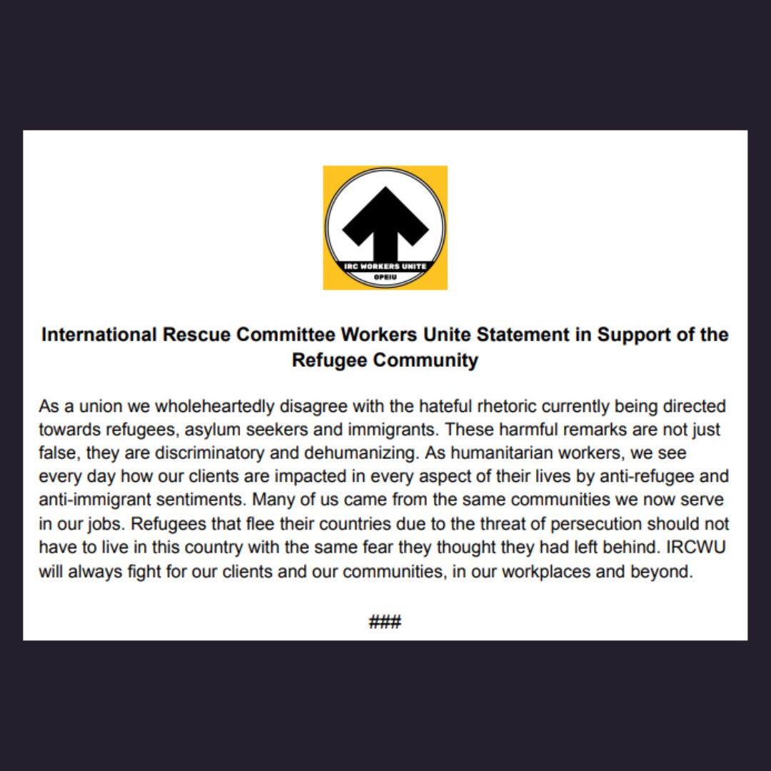 Solidarity means ALL of us. We will always stand with our refugee communities. ✊