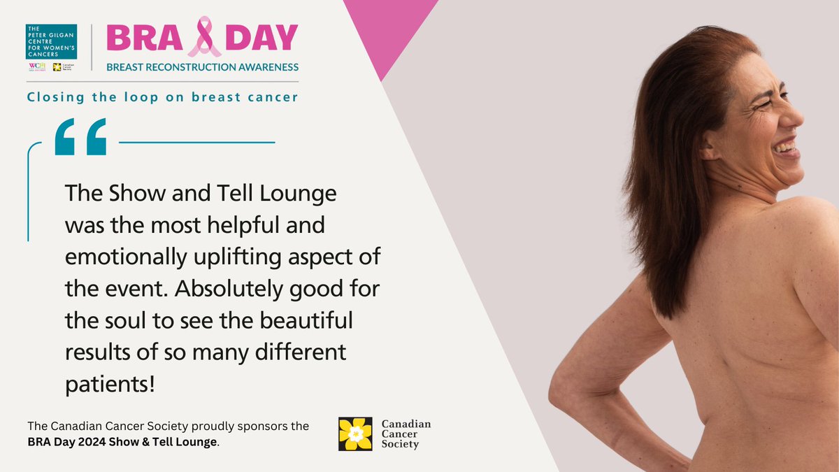We are excited to bring back The Show &amp; Tell Lounge at #BRADay 2024, a space for women to see real-life results of #BreastReconstruction, proudly sponsored by <a href="/cancersociety/">Canadian Cancer Society</a>!

Register now for free to attend in-person or online on Oct. 16 ➡️ braday24.eventbrite.ca