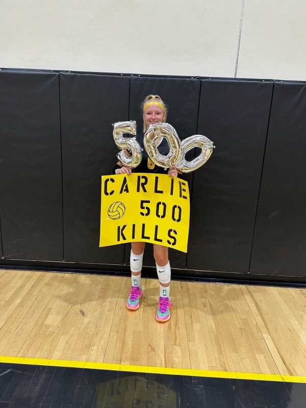 Congrats to our very own Carlie Chambers on an impressive career milestone of 500 kills!! We are proud of you Carlie!! <a href="/IGHSAU/">IGHSAU</a> <a href="/carliechambers_/">carlie chambers</a>