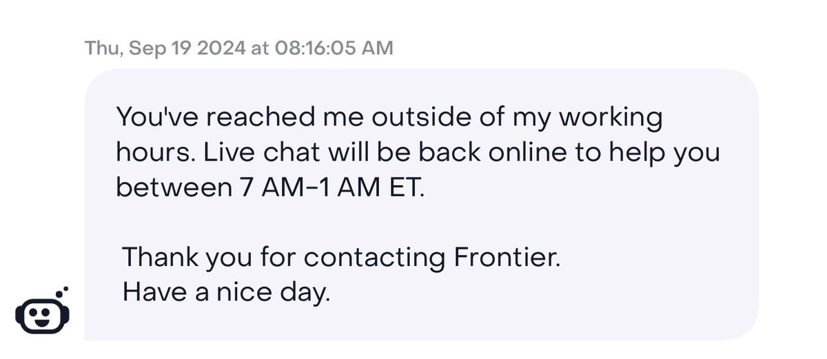AbrahamsPhotos's tweet photo. @AskFrontier @FrontierCorp Today is day 4 of this outage. Frontier app is broken, chatbot is in a loop. Have to come to social media to talk with a real person. And still they are pushing speed upgrades? I had to buy a separate internet provider for work, will I get compensated? https://t.co/HGAi0ag4tT
