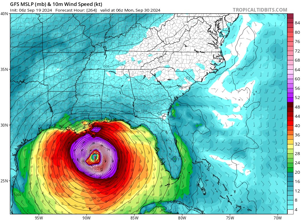 It’s been a while since we’ve had a large hurricane in terms of size. The hurricanes we’ve had over the last few years have been smaller/buzzsaw type storms. While those storms are catastrophic, the impacts are over a smaller area. If the GFS is accurate, this next system would