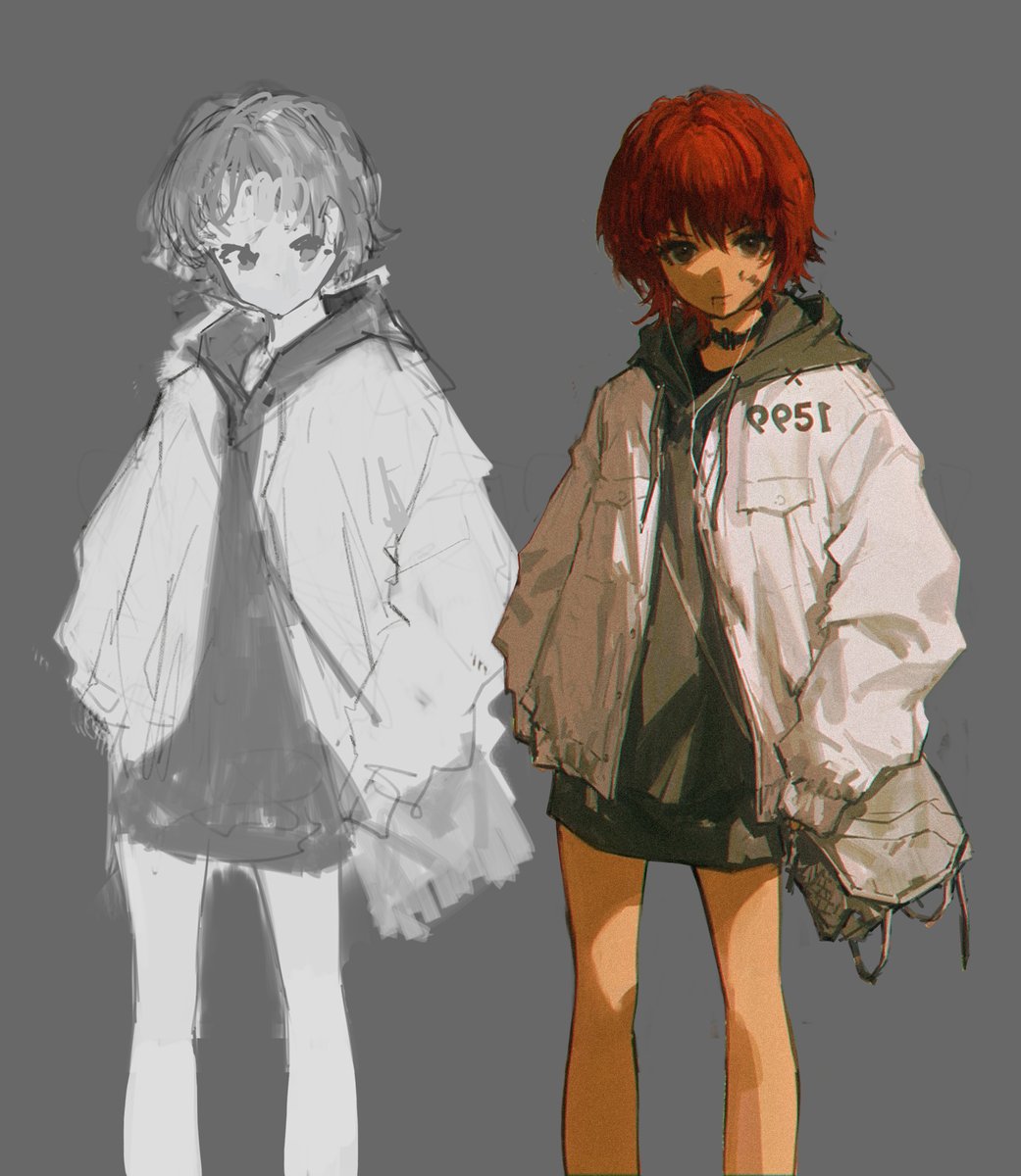 「sketch vs final 」|Doraのイラスト