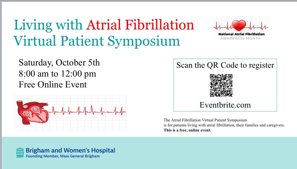 Julie Shea, NP (@ariat104) on Twitter photo Our annual Living with AF patient symposium is scheduled for Saturday, October 5th - Please feel free to share with your patients. <a href="/Brigham_EP/">Brigham EP</a> <a href="/HRSonline/">Heart Rhythm Society</a> #AF #patienteducation #symposium Our annual Living with AF patient symposium is scheduled for Saturday, October 5th - Please feel free to share with your patients. <a href="/Brigham_EP/">Brigham EP</a> <a href="/HRSonline/">Heart Rhythm Society</a> #AF #patienteducation #symposium